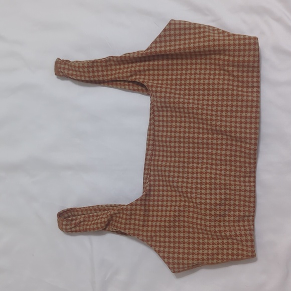 Madewell Square Neck Sports Bra, Color Check Print Size L - Picture 4 of 14